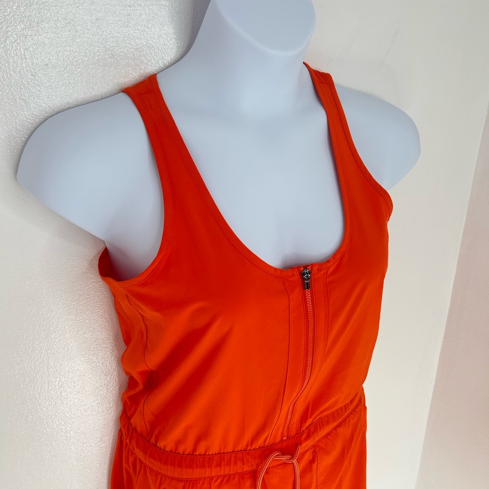 Athleta Expedition‎ Dress Size 4 Orange Built in Shorts Cinch Waist Minimalist - Picture 4 of 15